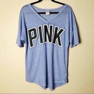 PINK oversized V neck tee